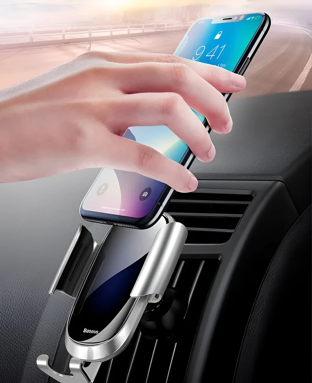 Universal smart car bracket mount holder in black blue silvery colours for mobile phone GPS dashboard air vent windscreen installation