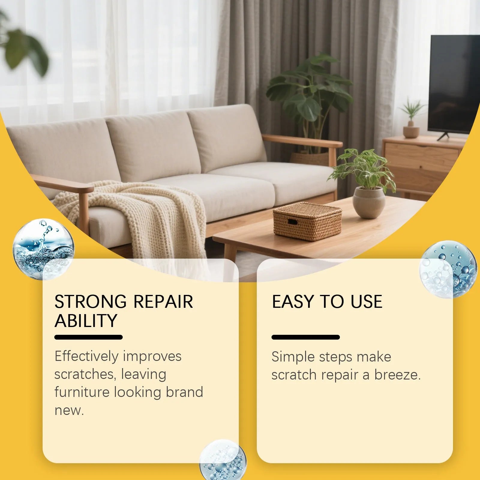 100ml wooden furniture scratch care solution bottle with microfibre towel for surface maintenance
