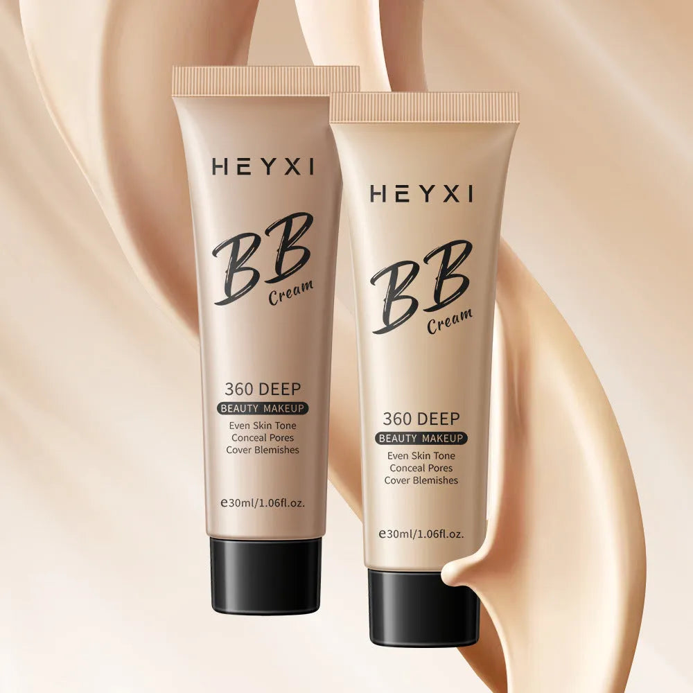 Waterproof BB cream tube showing four colour shade options for different skin tones