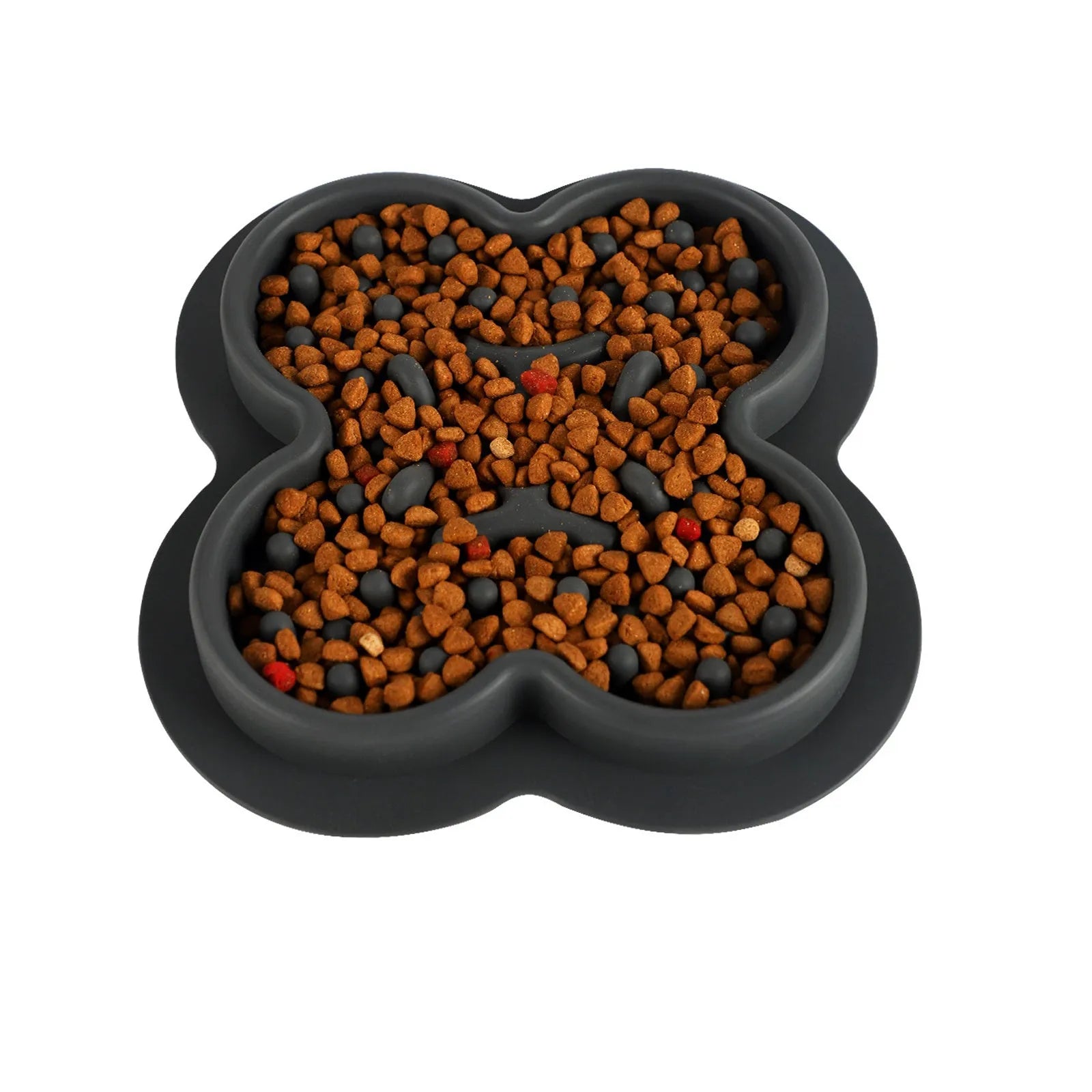 Silicone pet licking pad with textured surface in various colours measuring 19cm by 21cm for slow feeding