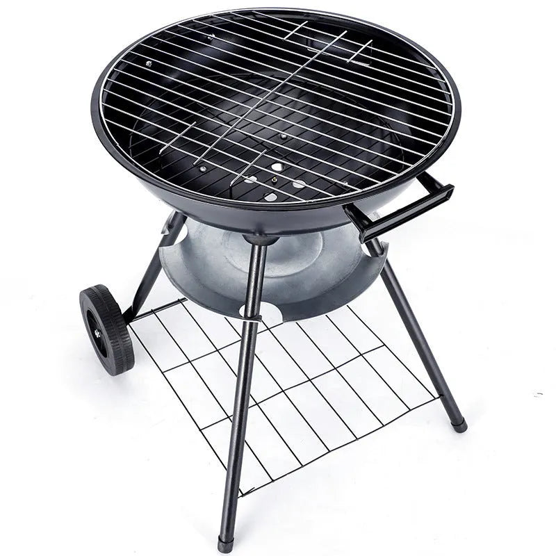 Portable iron barbecue oven with 14-inch apple stove design for 3-5 people outdoor cooking