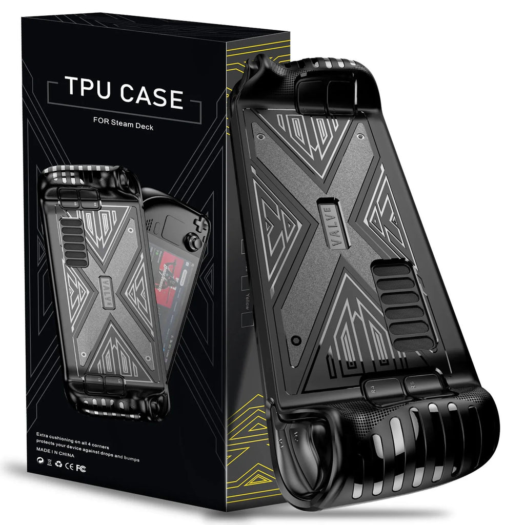 TPU protective case for Steam Deck game console in black, blue and red colour options