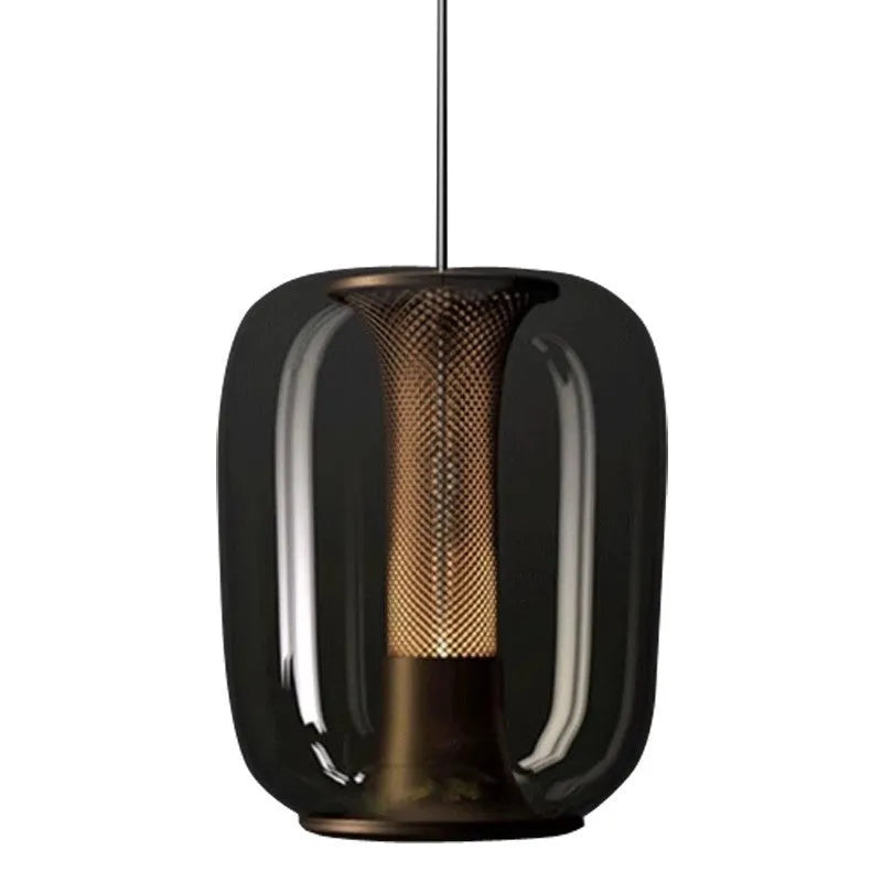 Minimalist Nordic chandelier in transparent, cognac or smoky grey colour, 16cm diameter