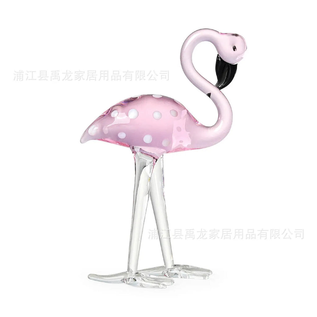 Pink crystal flamingo decorative craft ornament for home hall table display