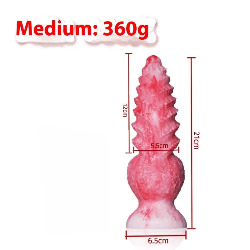 Pink platinum silicone women's masturbation device shaped like a penis