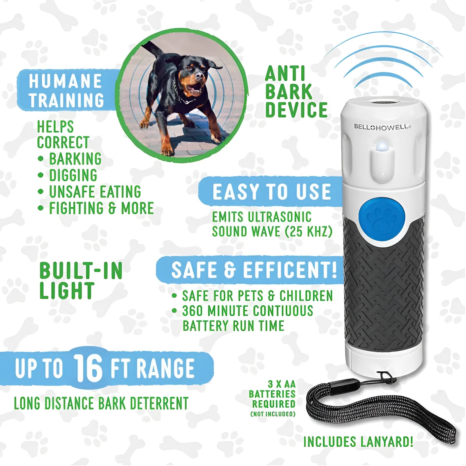 White ABS plastic ultrasonic dog trainer handheld device for bark control
