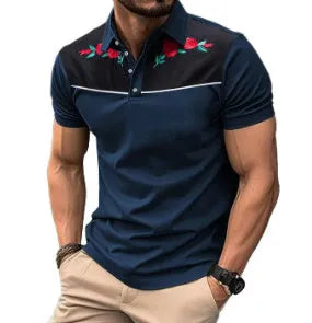 Men's short sleeve mesh polo shirt with zipper decorations in picture colour