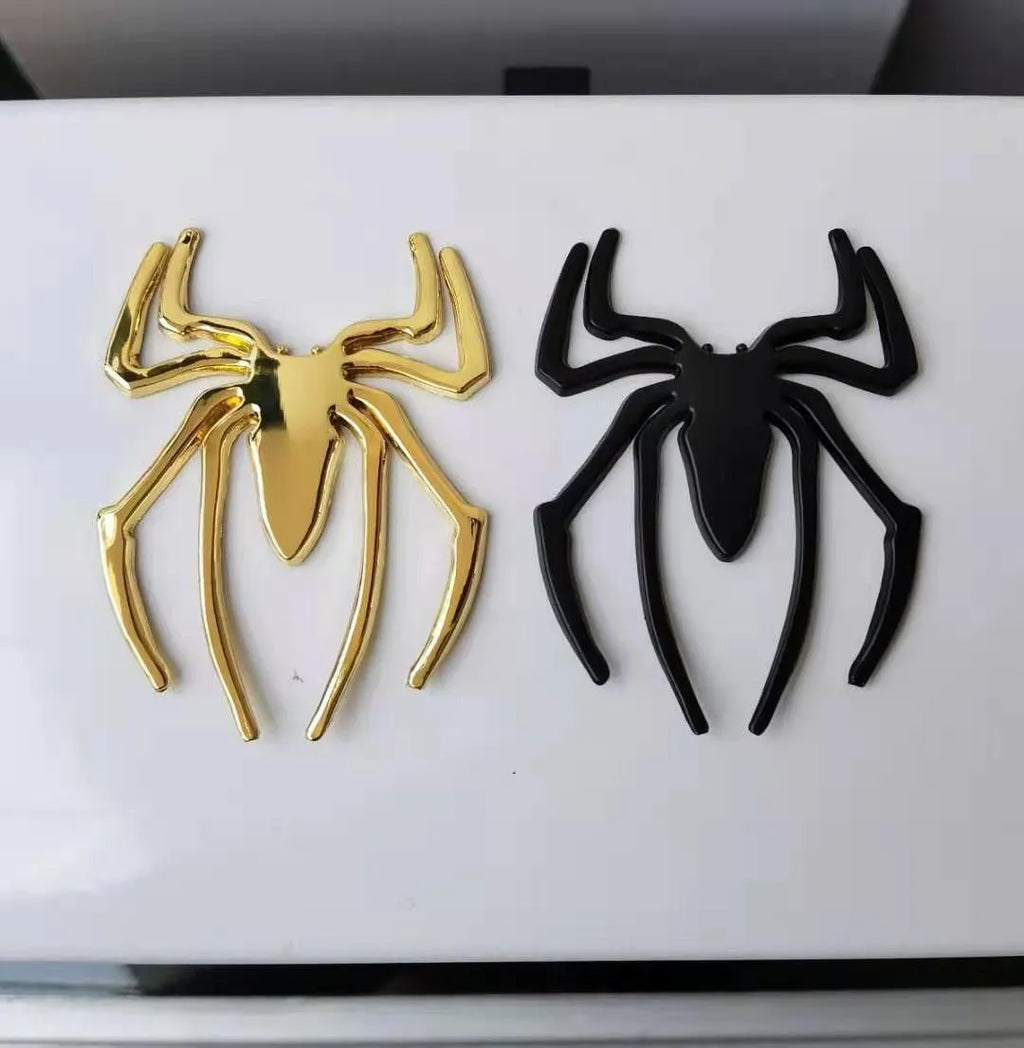 Gold zinc alloy metal spider decorative sticker on a white background