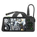 Handheld industrial endoscope with 4.5-inch colour screen and 1-metre probe for automotive inspection.