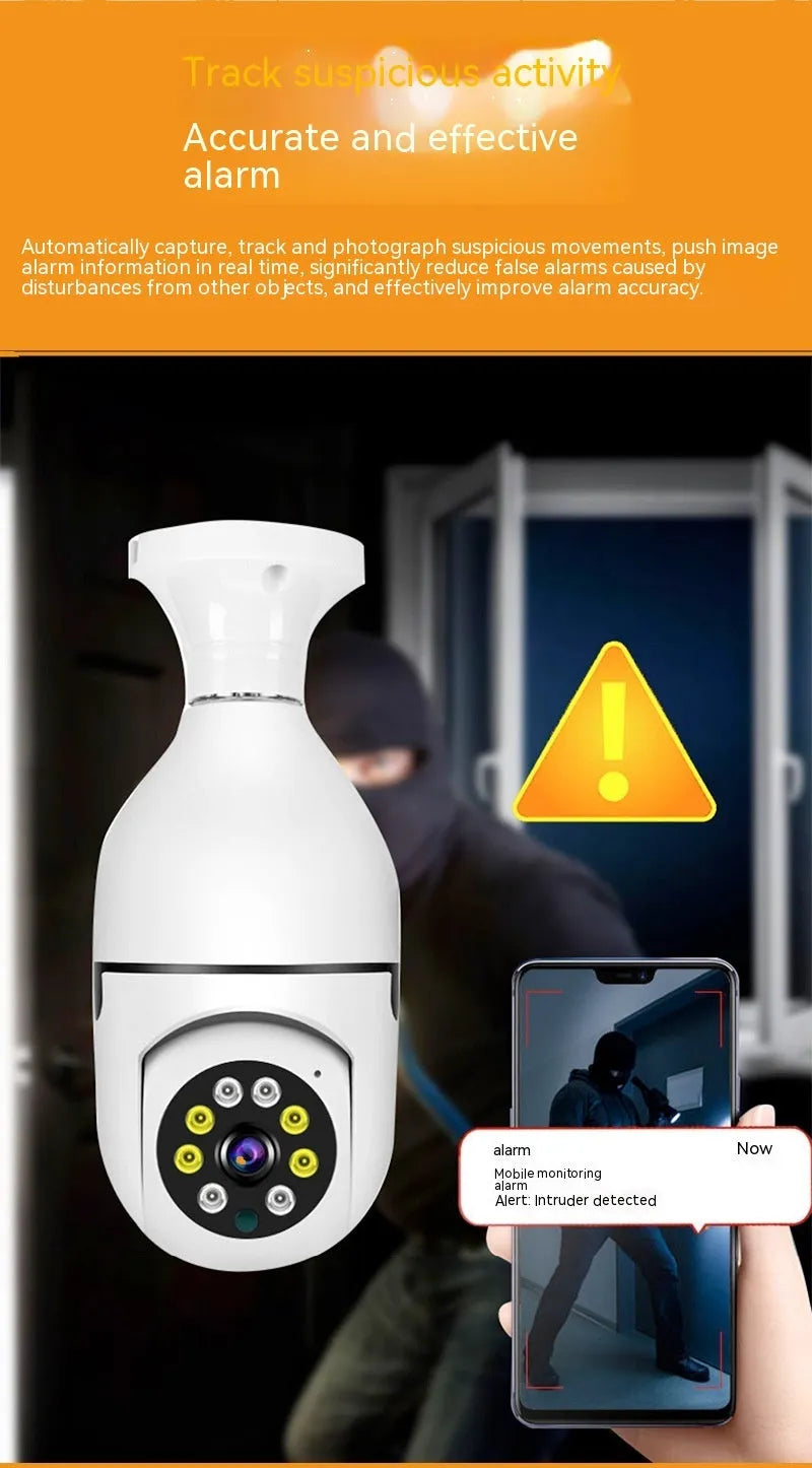 Wireless wifi bulb security camera with compact 5cm design for indoor outdoor monitoring
