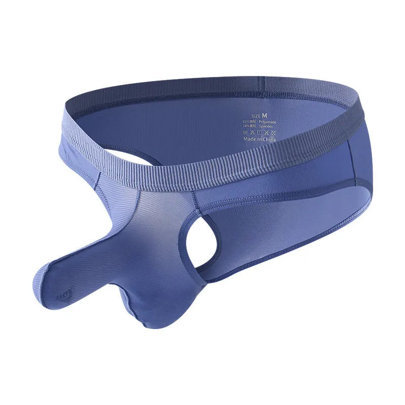 Men's low waist ice silk briefs underwear in multiple colour options showing fabric texture and briefs design