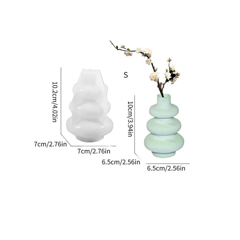 Three layer circle vase silicone mould for cake decoration in modern simplicity style