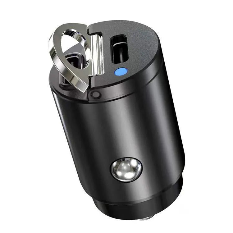 Zinc alloy car cigarette lighter charger adapter showing Black and Tarnish colour options next to scale