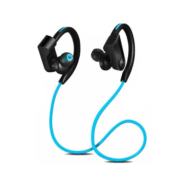 Wireless neckband Bluetooth earphones showing black colour variant with USB charging cable