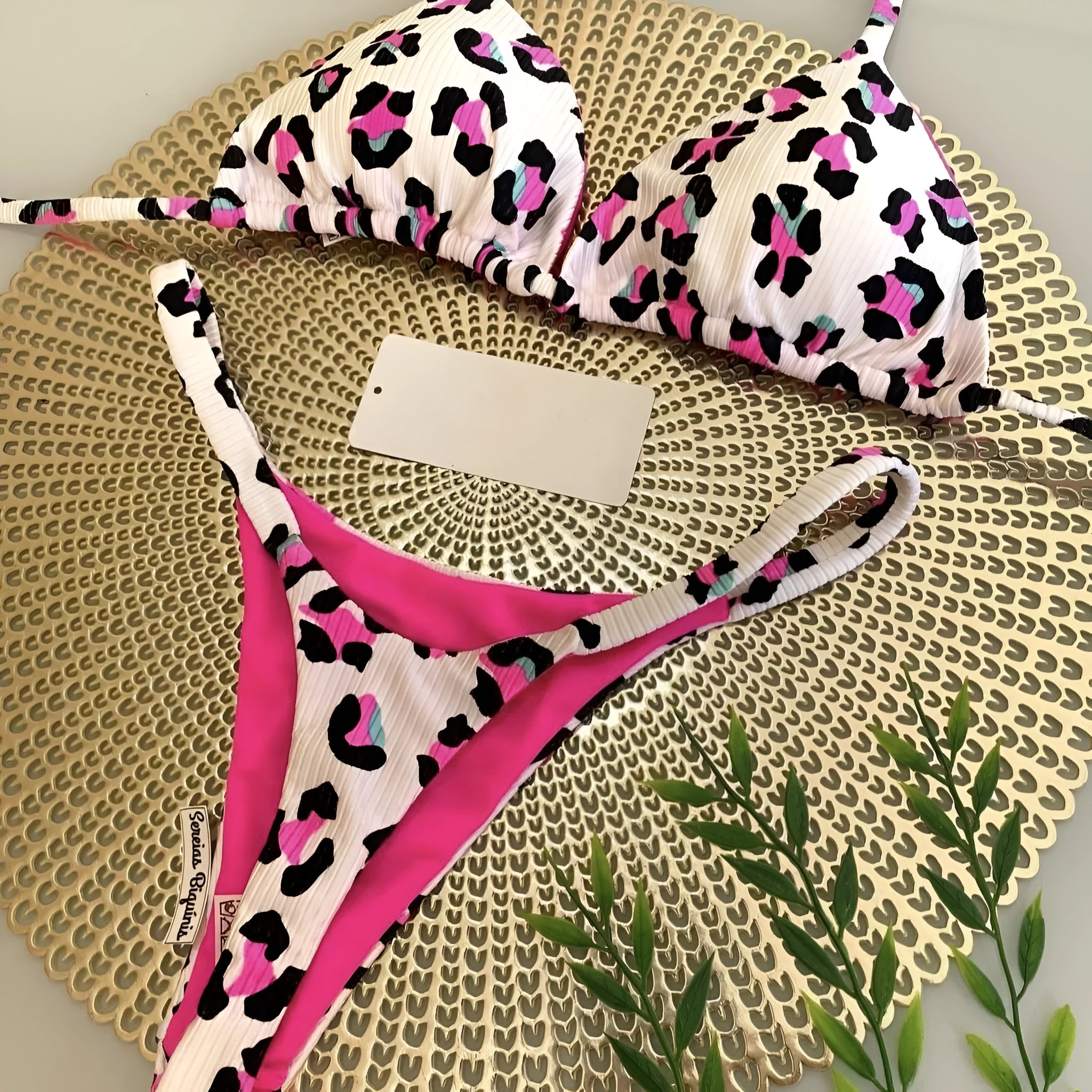 Women's printed bikini swimsuit with quick-drying nylon fabric and cotton lining in colour pattern RT2110