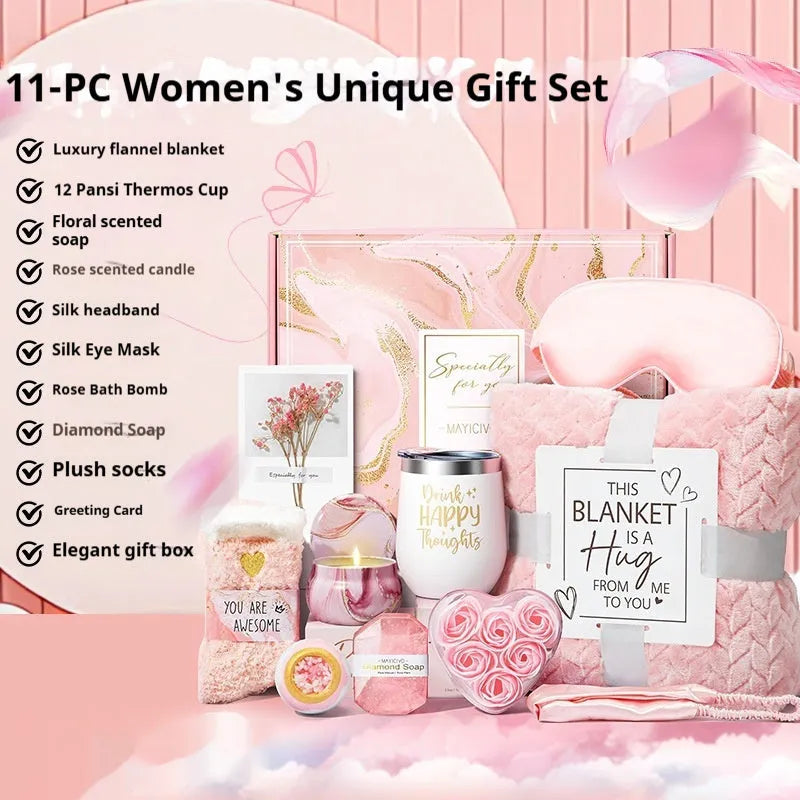 Aromatherapy candle soap bath gift set in modern simplicity plastic packaging measuring 27x23x13cm