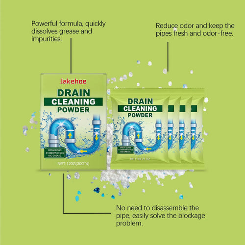 120g bottle of chemical drain cleaning powder for unblocking sinks and shower drains