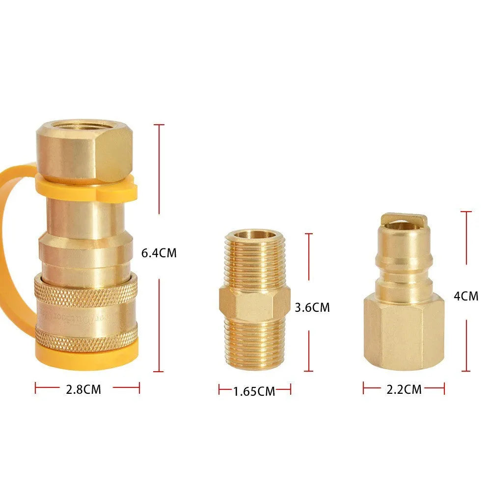 Gold colour brass gas propane conversion charging connector with 3/8 inch threads
