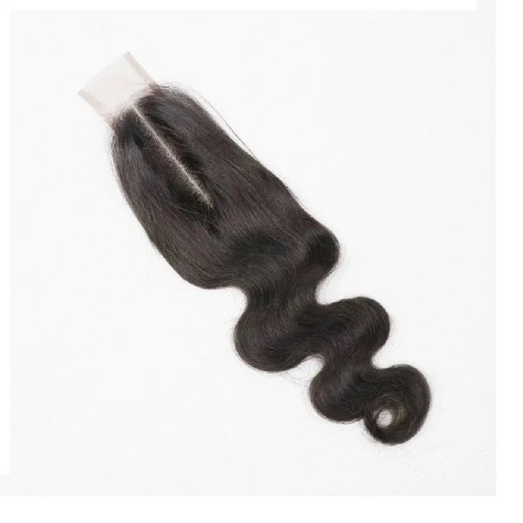 Straight human hair wig in natural colour shown at medium length, demonstrating hand-woven construction.