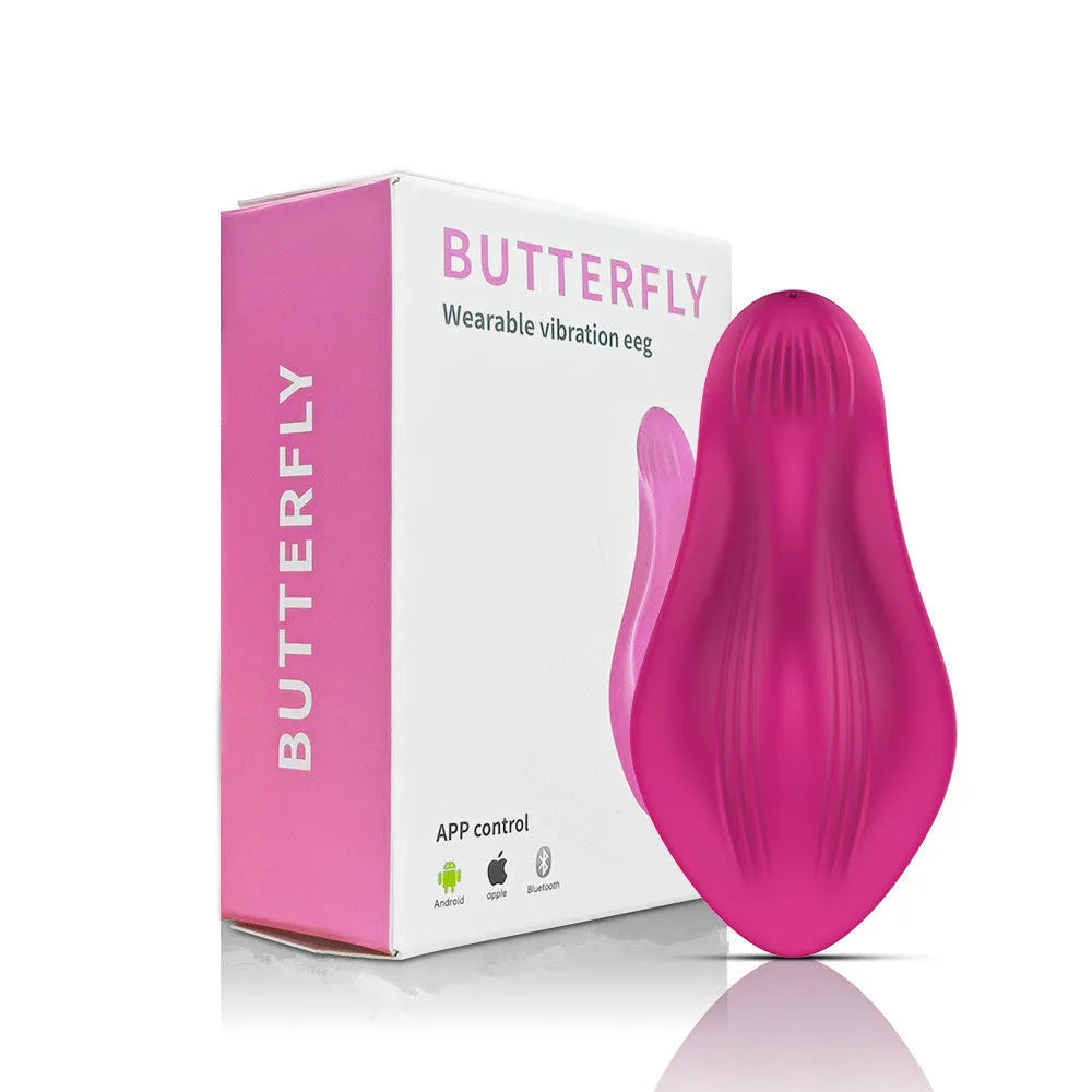 Rose red wearable female massager with silicone body and USB charging port