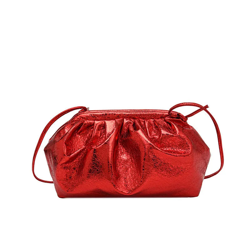 Shell-shaped PU leather hair clip crossbody bag with internal phone and document pockets
