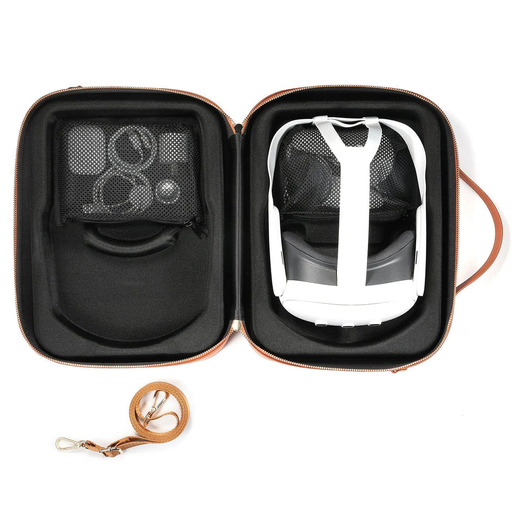 Black MR Glasses hard storage box for Apple Vision Pro headset on a table