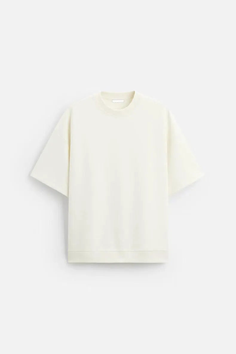 Short sleeve top and matching shorts set with double-sided cloth texture in urban style