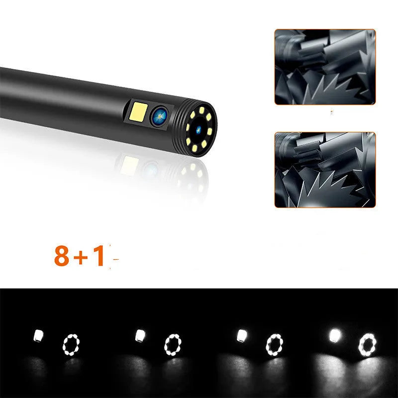 Wireless dual lens endoscope camera with 5.5mm and 8mm waterproof probes and accessories