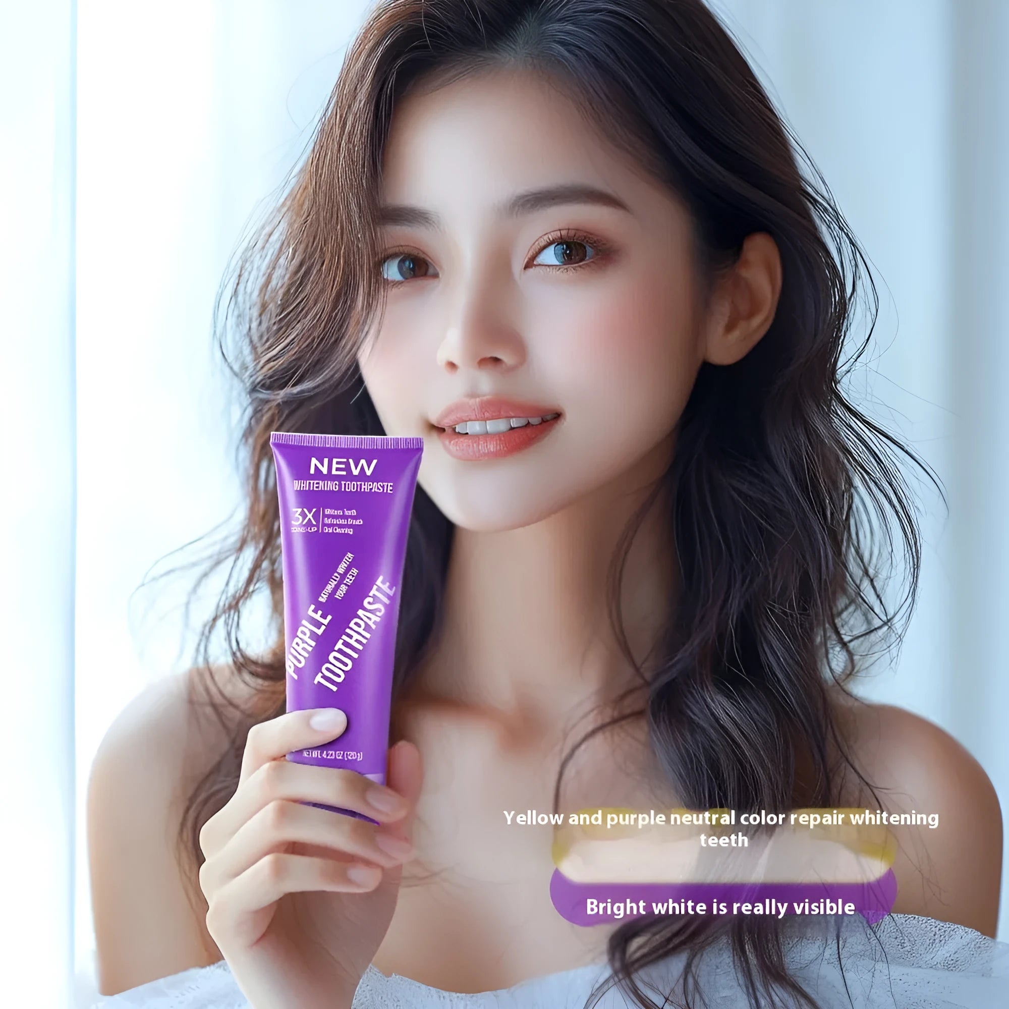 120g tube of purple whitening toothpaste for adult yellow stain removal with fluoride protection