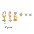 Gold or silver flower nail design ear studs with zircon mosaic accents