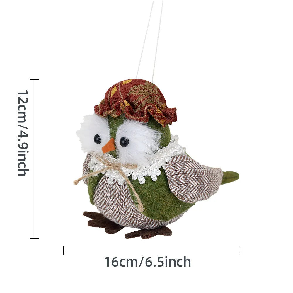 Orange and green harvest bird owl pendant ornament for Thanksgiving window or desktop decoration