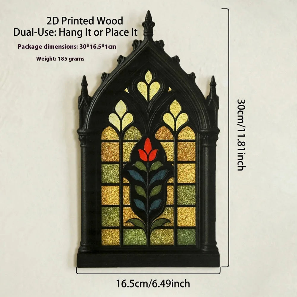Black wooden gothic door frame wall-mounted storage rack in three colour size options