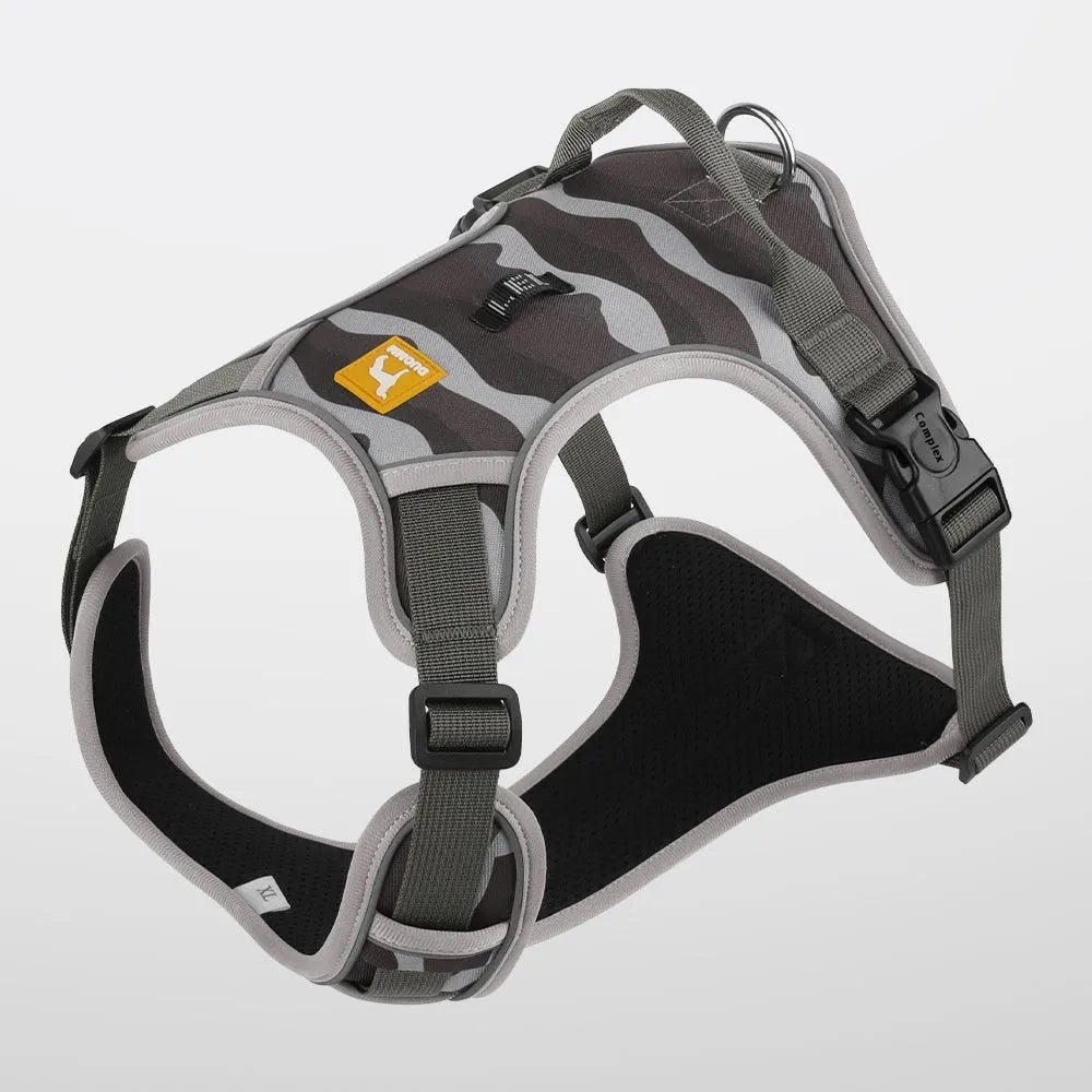 Reflective dog chest and back harness with detachable lead in Oxford cloth, available in four colours