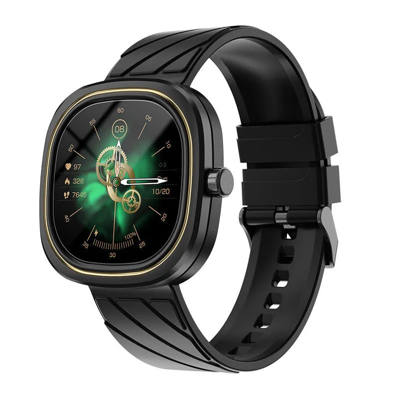 Square smart bracelet watch with 1.32-inch touch screen and silicone wristband in three colour options