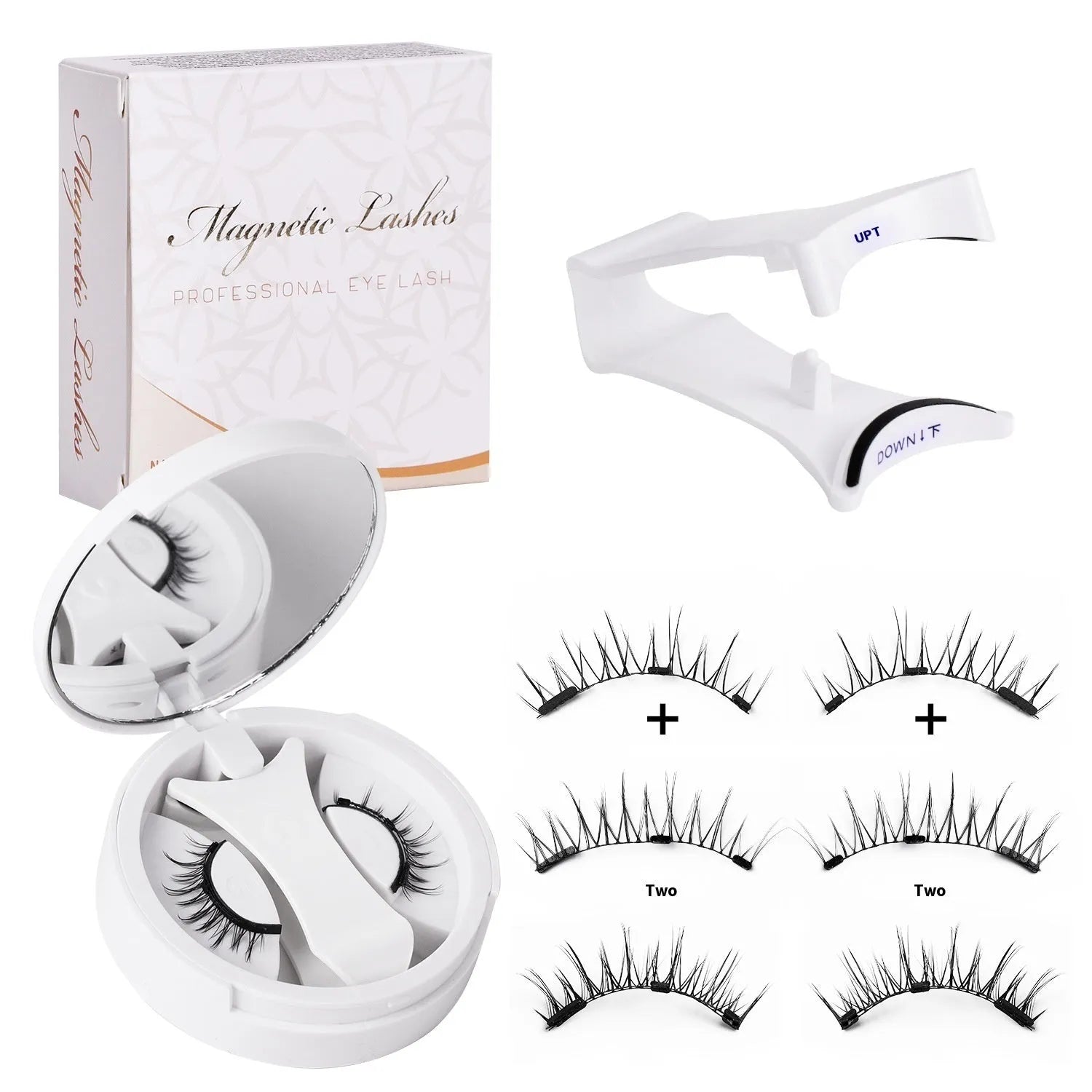 Magnetic false eyelashes with integrated soap holder in portable chemical fibre case