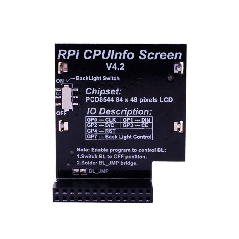 Raspberry Pi 1.6 inch LCD display screen with backlight switch for monitoring CPU information