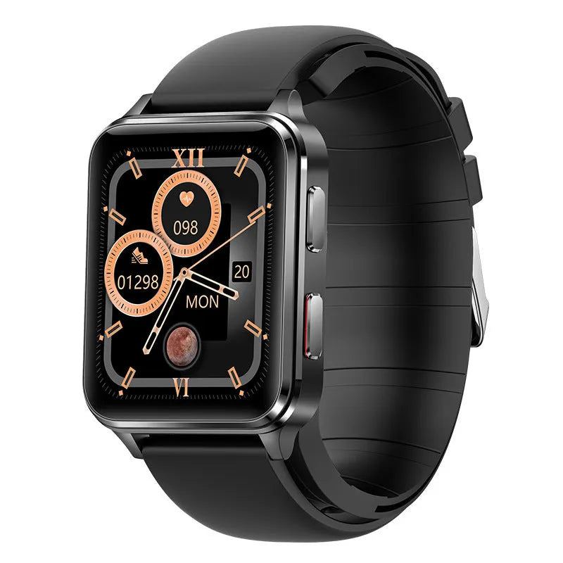 Multi-sport smartwatch with 1.70-inch screen showing fitness metrics on blue silicone wristband
