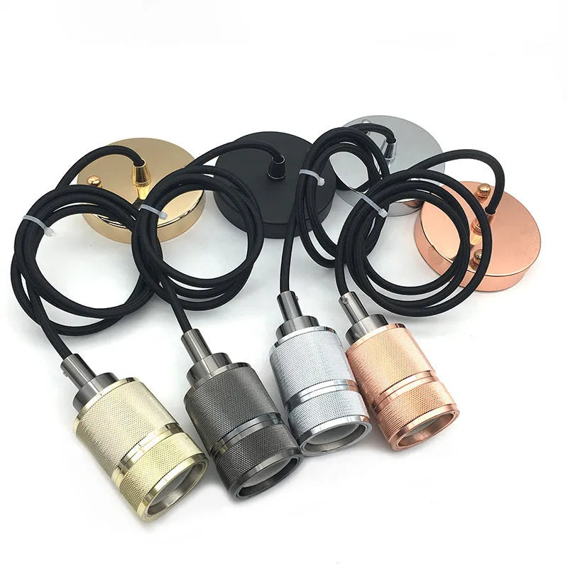 DIY decorative chandelier assembly kit with braided power cord and electroplated lamp holder in multiple colour finishes