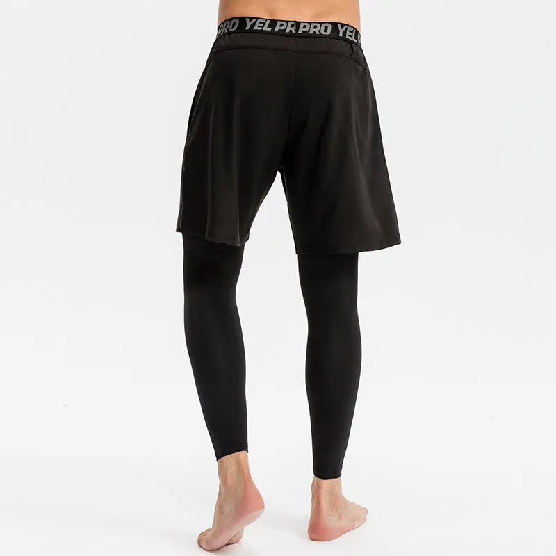 Men's tight-fitting quick drying sports pants in grey for fitness exercise