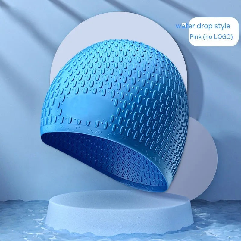 Silicone swimming cap adult waterproof hair protection in multiple solid colours
