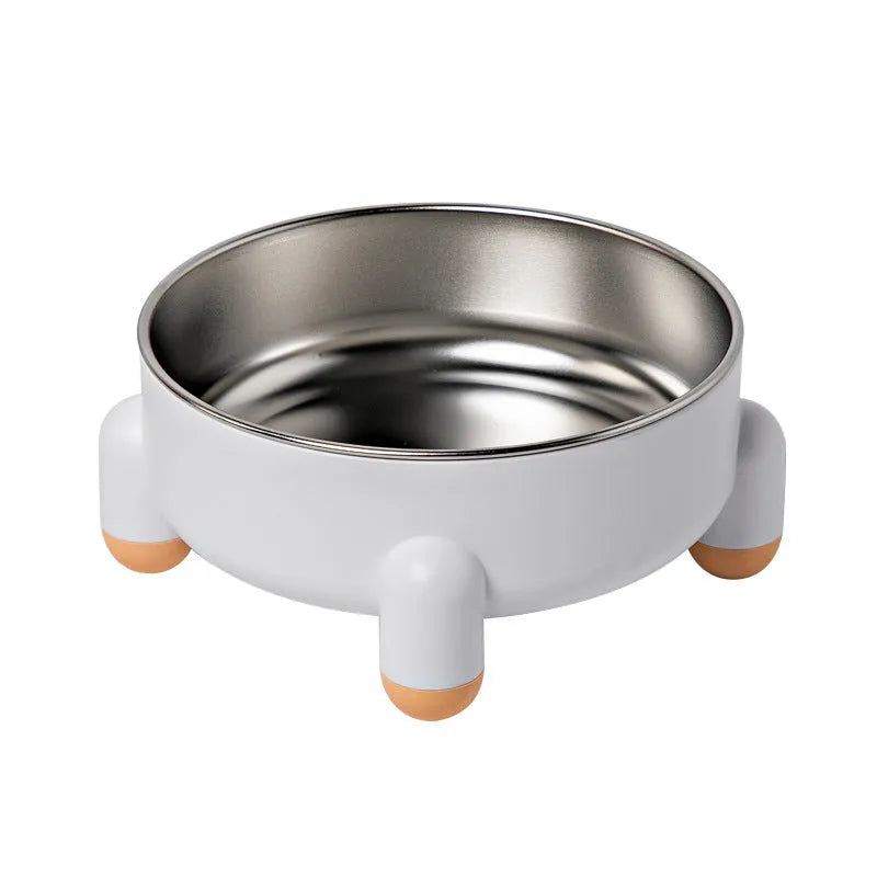 Green stainless steel pet bowl with a non-slip base and raised high foot for dogs and cats.