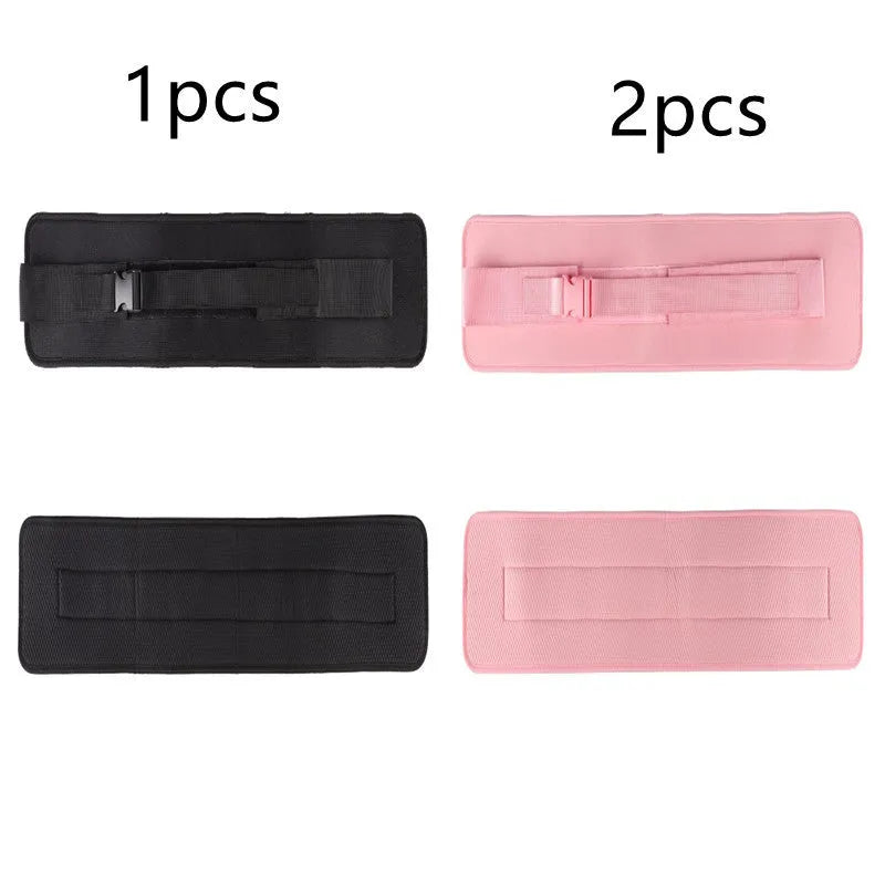 Black and pink weight-bearing hip bridge training belt for dumbbell barbell exercises with lumbar support