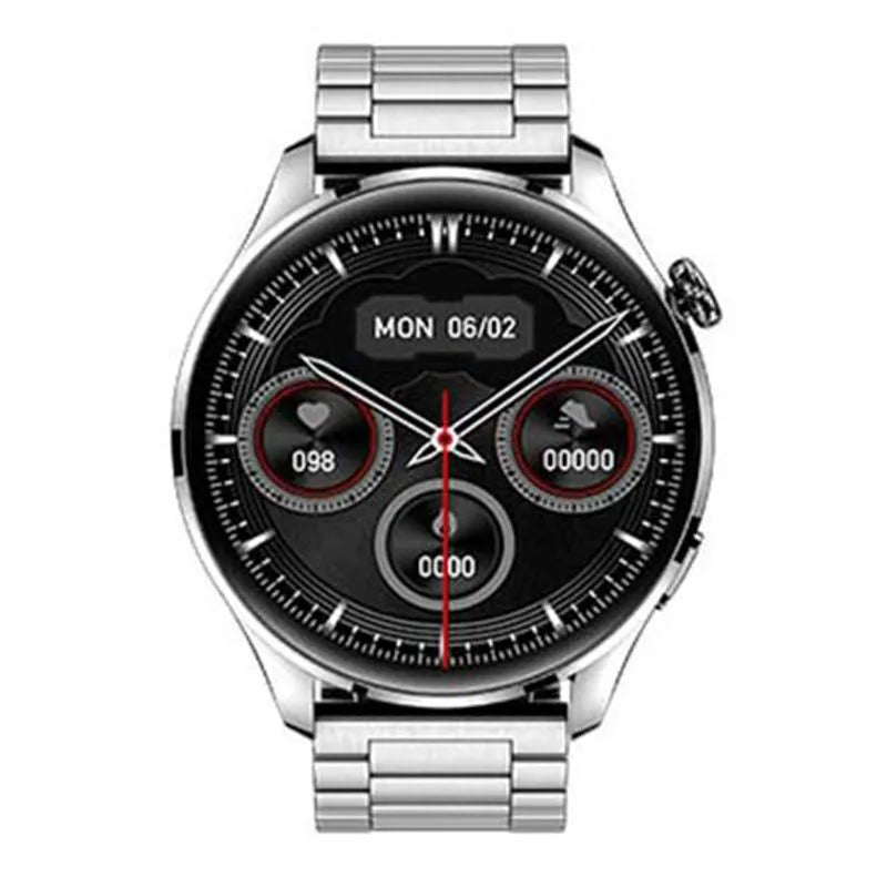 Bluetooth calling smart watch with round colour screen and silicone strap on wrist