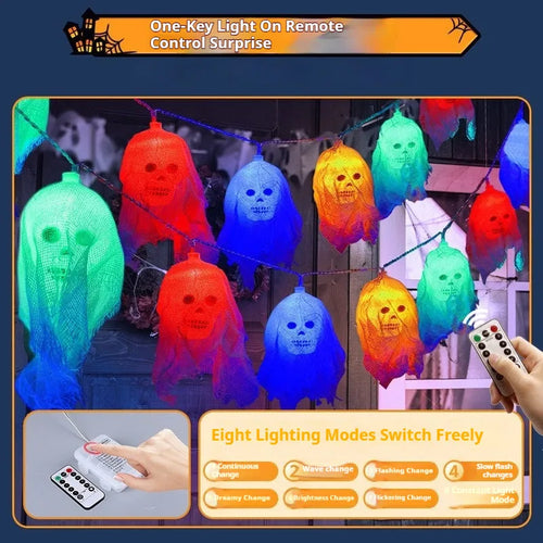 Halloween battery-powered coloured LED lights for indoor wall decoration in 1.5m or 2.5m lengths