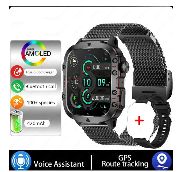 QX11 Smart Bluetooth Watch with touch screen displaying heart rate data on zinc alloy case