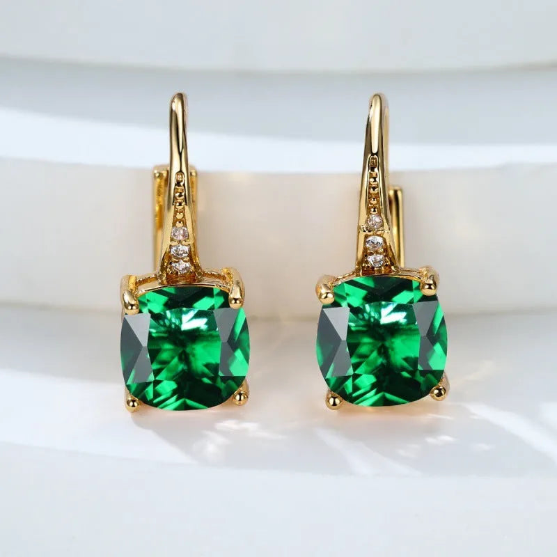 Square colourful moissanite geometric quadrilateral ear clip in gold electroplated copper