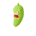 Dog chew toy in bitter gourd or chili pepper shape with sound feature for dental grinding