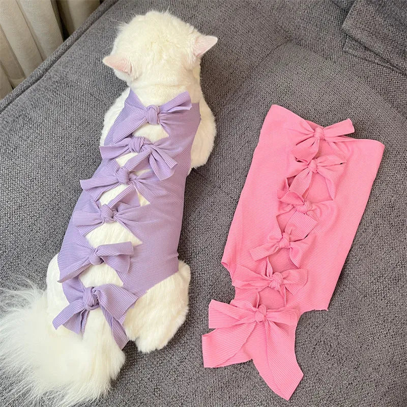 Adjustable lace-up polyester recovery vest for cat post-sterilisation care in multiple colour options