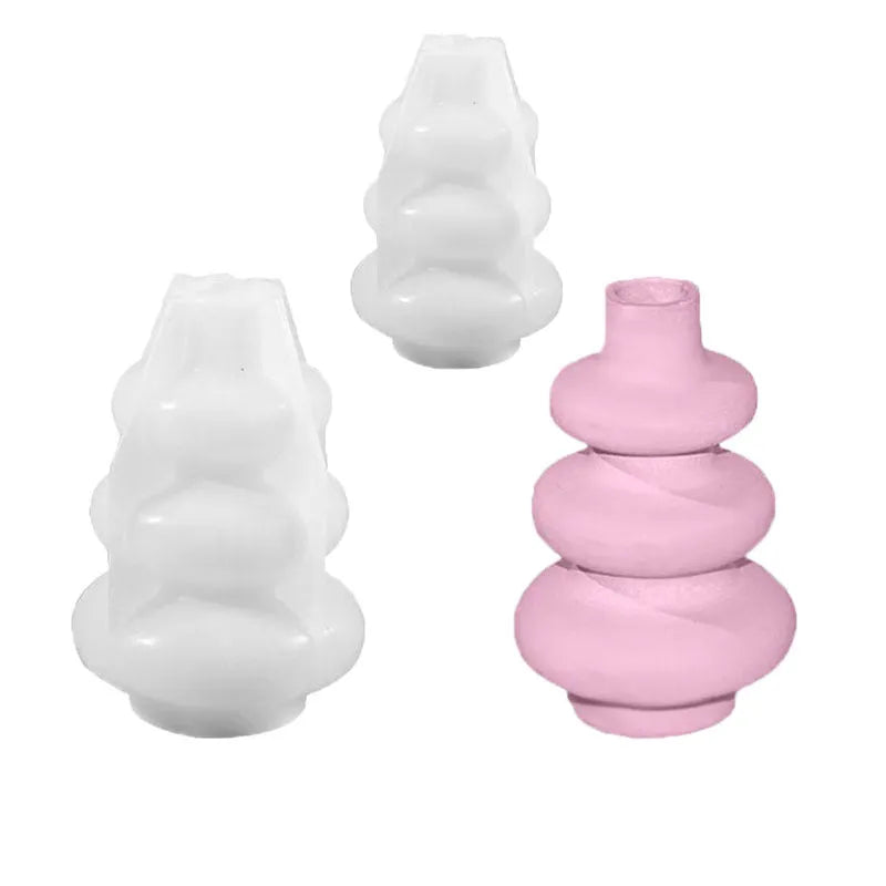 Three layer circle vase silicone mould for cake decoration in modern simplicity style