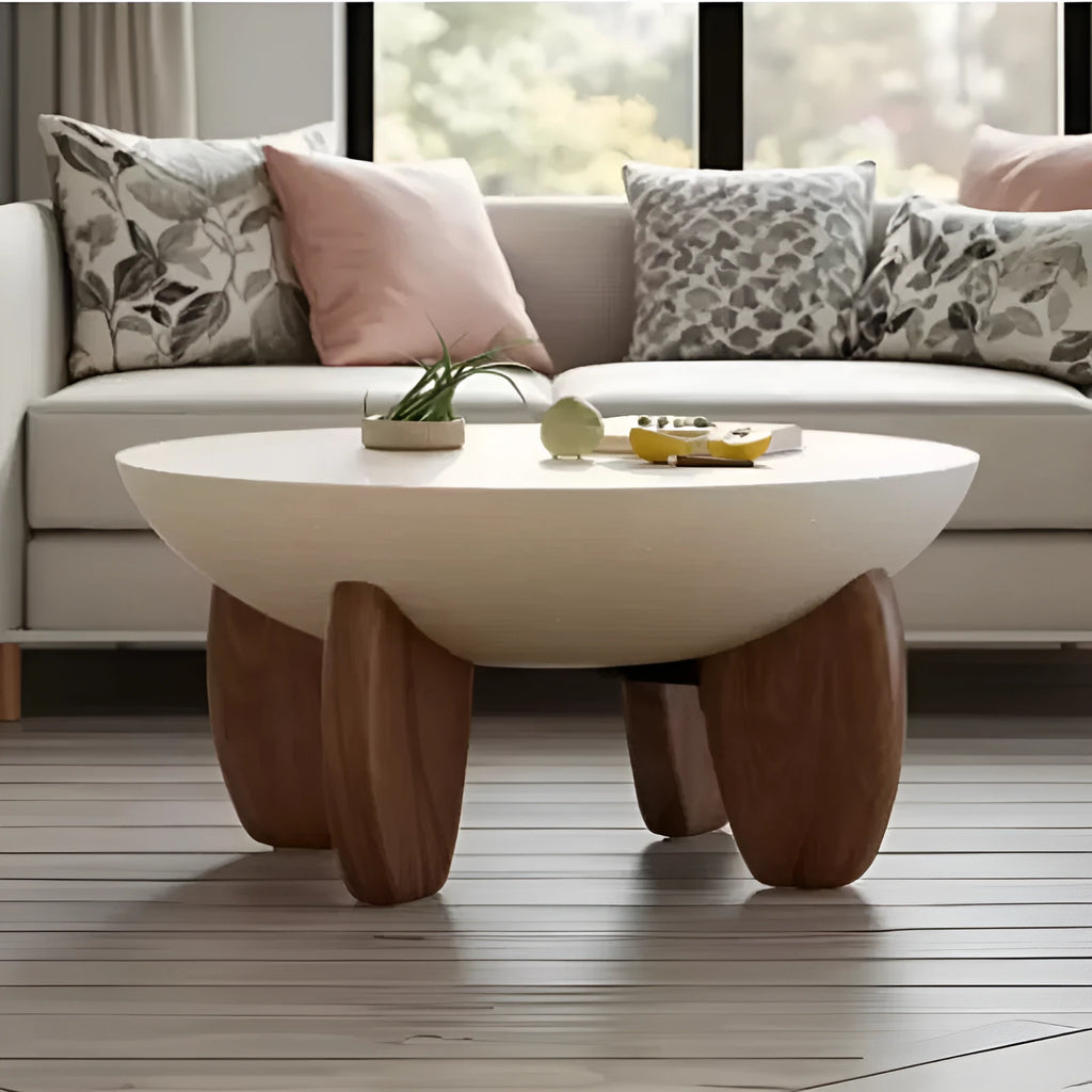 White solid wood coffee table with storage compartments and height adjustable mechanism